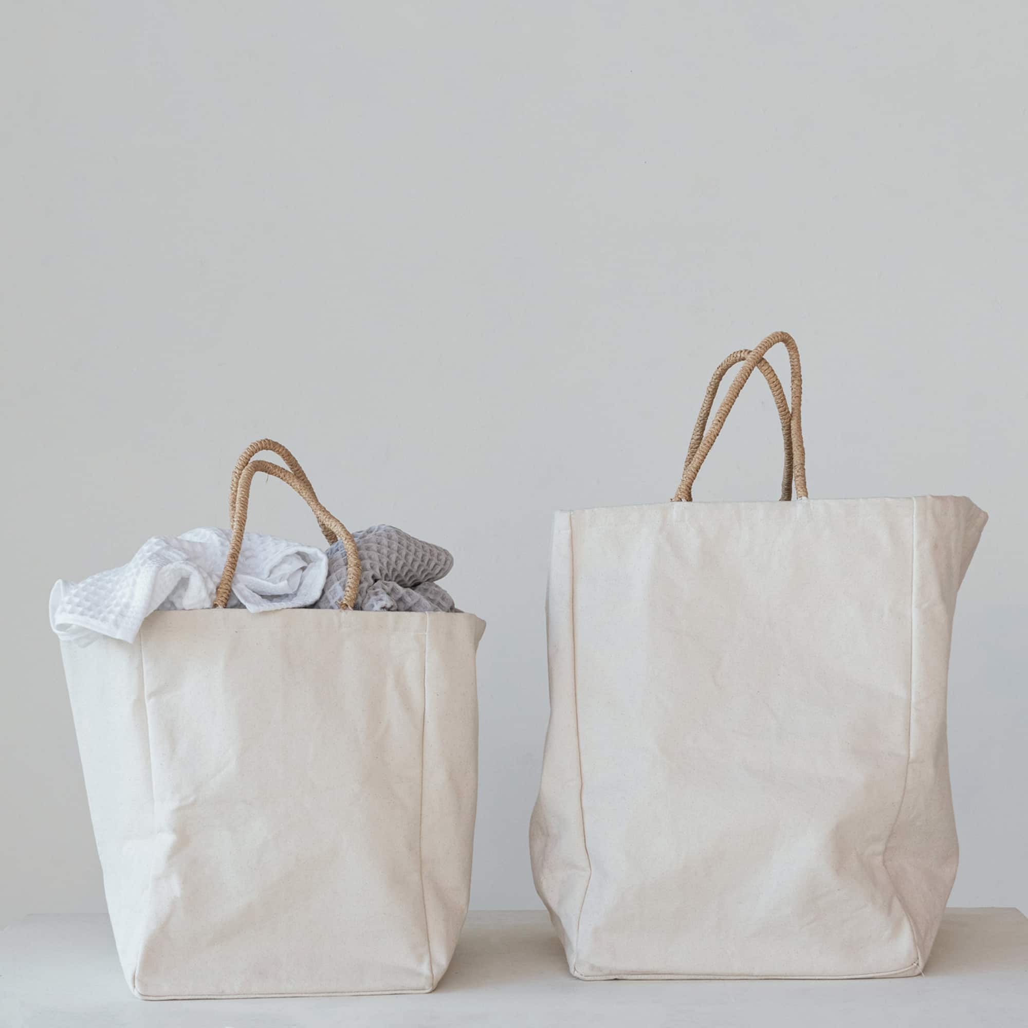 Hello Honey® Natural Classic Cotton Canvas Tote Bag Set with Braided Handles